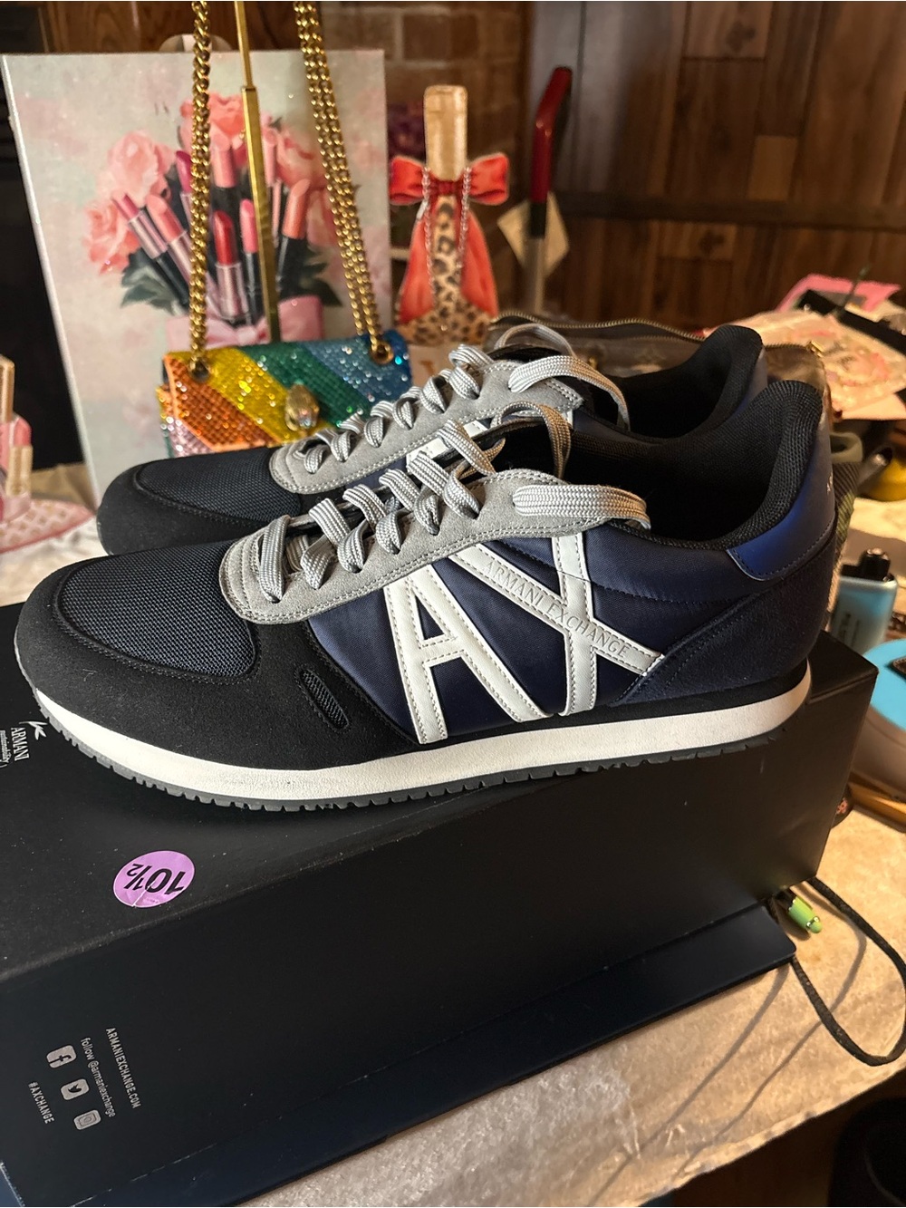Armani Exchange Black Gray and NavyMen’s Athletic Sneakers - Picture 2 of 6
